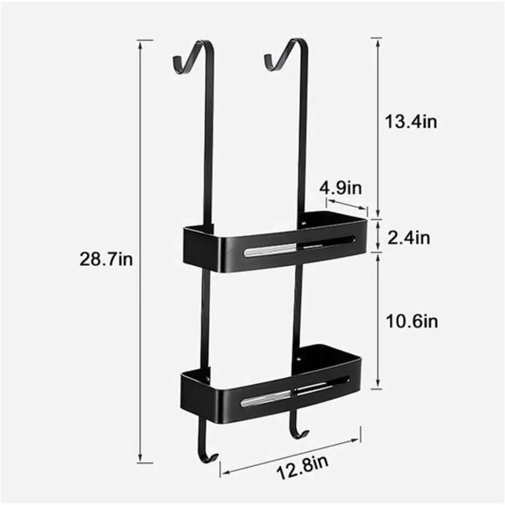 Over the Door Shower Caddy Hanging 2-Tier Shower Organizer with Hook and Basket